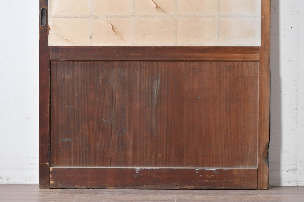 アンティーク建具　明治から大正期　素朴な格子が味わい深い障子蔵戸1枚　(R-087467)