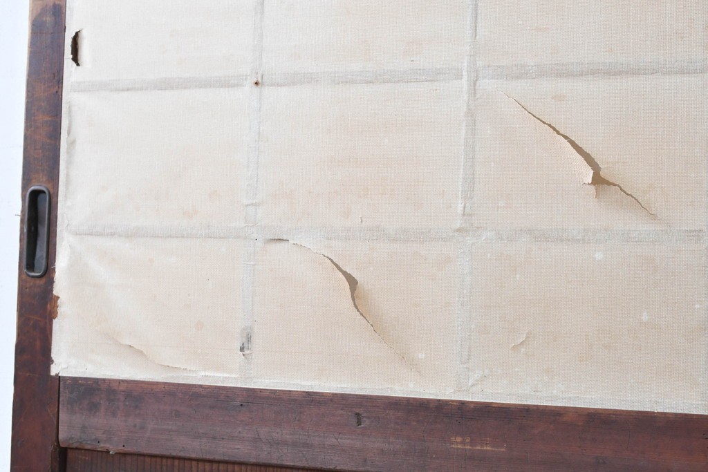 アンティーク建具　明治から大正期　素朴な格子が味わい深い障子蔵戸1枚　(R-087467)