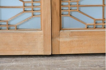 ヴィンテージ建具　昭和中期　片面ガラス　多彩な組子模様が目を引く書院戸4枚セット　(R-087469)