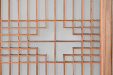 ヴィンテージ建具　昭和中期　片面ガラス　多彩な組子模様が目を引く書院戸4枚セット　(R-087469)