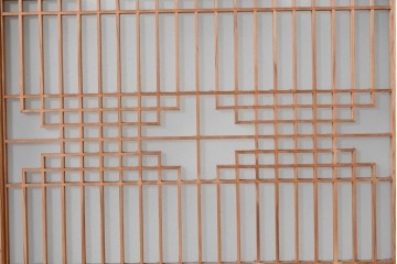 ヴィンテージ建具　昭和中期　片面ガラス　多彩な組子模様が目を引く書院戸4枚セット　(R-087469)