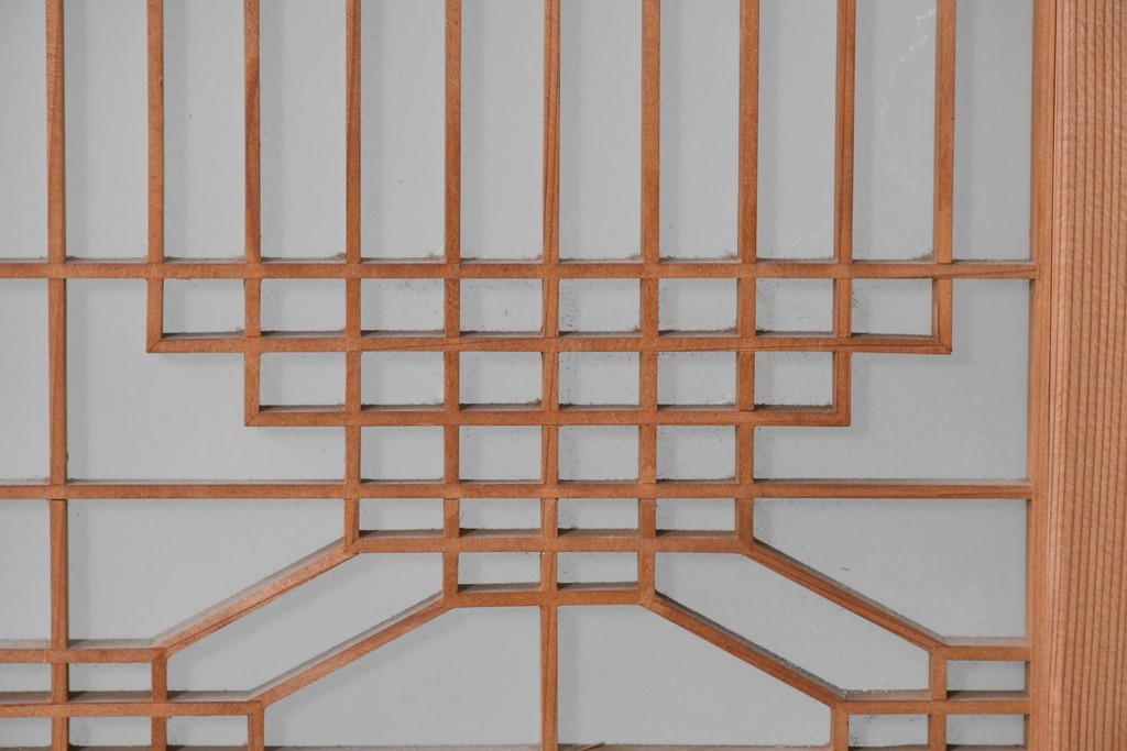 ヴィンテージ建具　昭和中期　片面ガラス　多彩な組子模様が目を引く書院戸4枚セット　(R-087469)