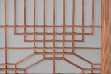 ヴィンテージ建具　昭和中期　片面ガラス　多彩な組子模様が目を引く書院戸4枚セット　(R-087469)