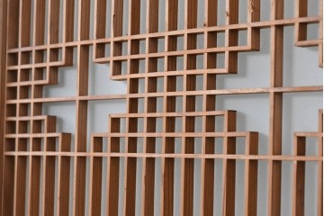 ヴィンテージ建具　昭和中期　片面ガラス　多彩な組子模様が目を引く書院戸4枚セット　(R-087469)