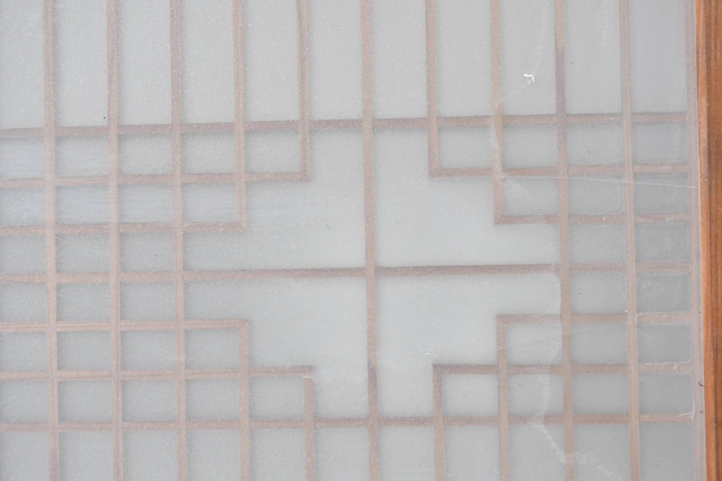 ヴィンテージ建具　昭和中期　片面ガラス　多彩な組子模様が目を引く書院戸4枚セット　(R-087469)