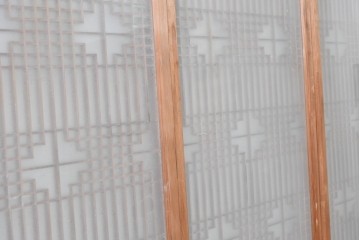 ヴィンテージ建具　昭和中期　片面ガラス　多彩な組子模様が目を引く書院戸4枚セット　(R-087469)