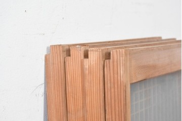 ヴィンテージ建具　昭和中期　片面ガラス　多彩な組子模様が目を引く書院戸4枚セット　(R-087469)