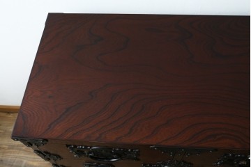 中古　美品　岩谷堂箪笥　桜木作(桜木家具店)　欅(ケヤキ)材　本漆塗り　チェスト90　重厚な南部鉄器金具の衣装箪笥　(R-087476)