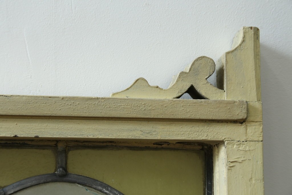 アンティーク建具　希少!!　大正ロマンの趣漂う洋館のステンドグラス入り窓　(R-087483)