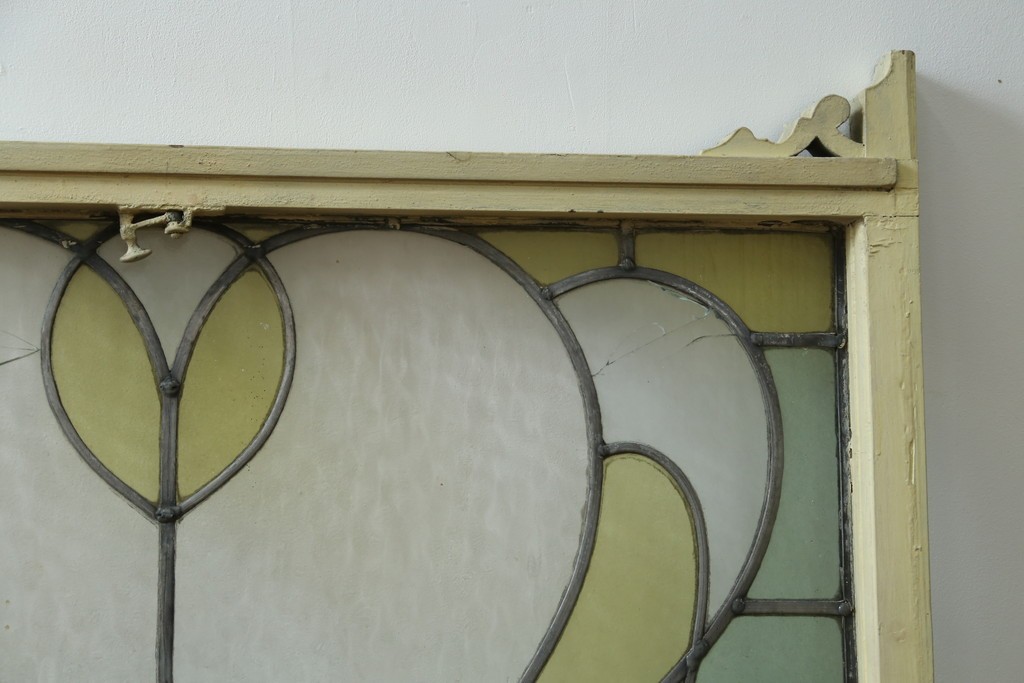 アンティーク建具　希少!!　大正ロマンの趣漂う洋館のステンドグラス入り窓　(R-087483)