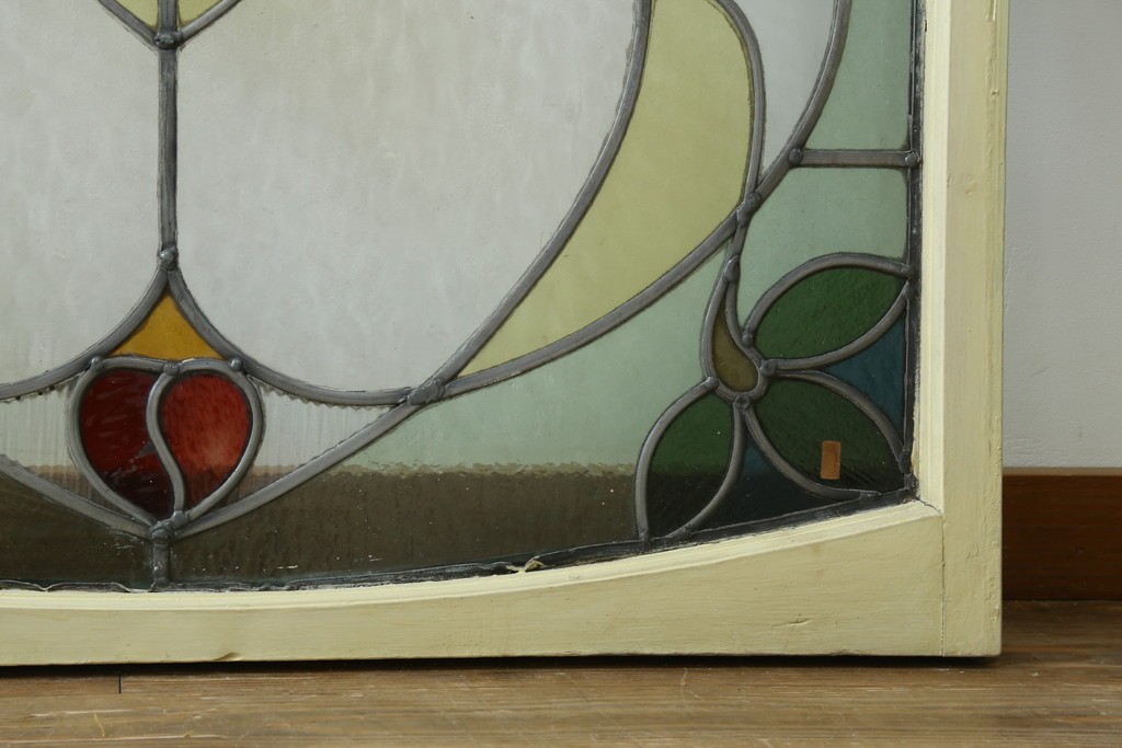 アンティーク建具　希少!!　大正ロマンの趣漂う洋館のステンドグラス入り窓　(R-087483)