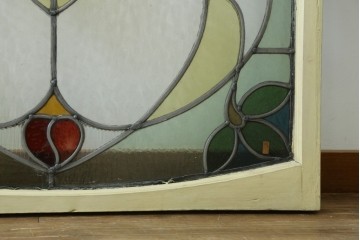 アンティーク建具　希少!!　大正ロマンの趣漂う洋館のステンドグラス入り窓　(R-087483)