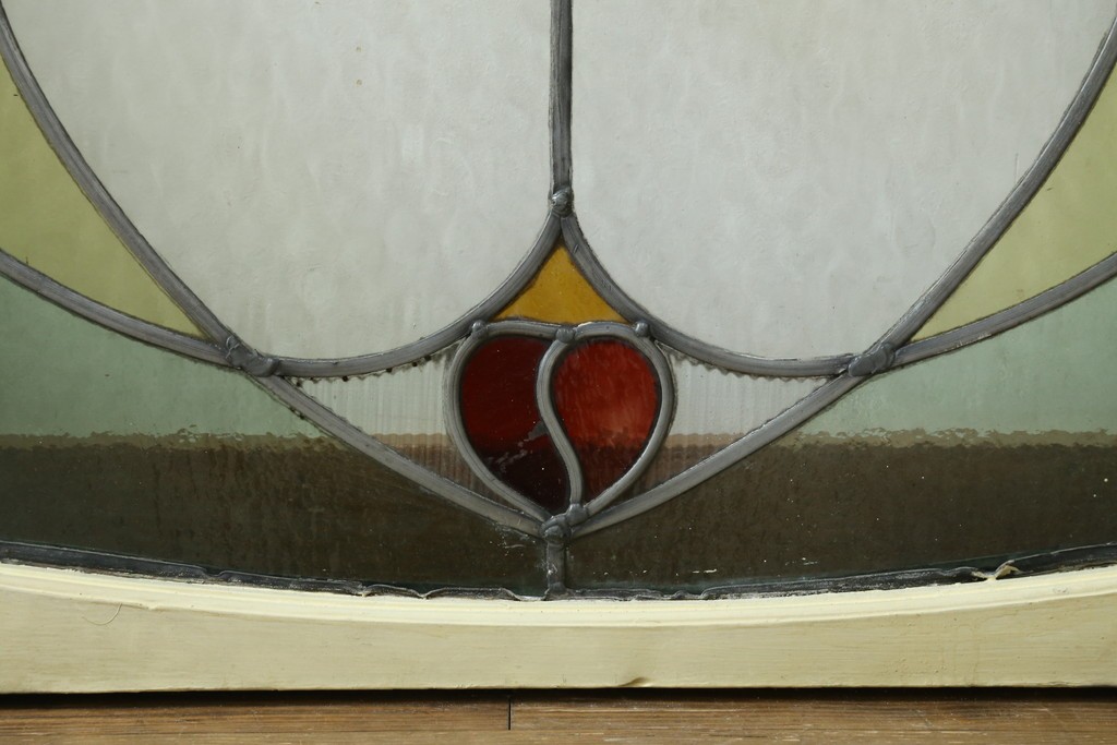 アンティーク建具　希少!!　大正ロマンの趣漂う洋館のステンドグラス入り窓　(R-087483)