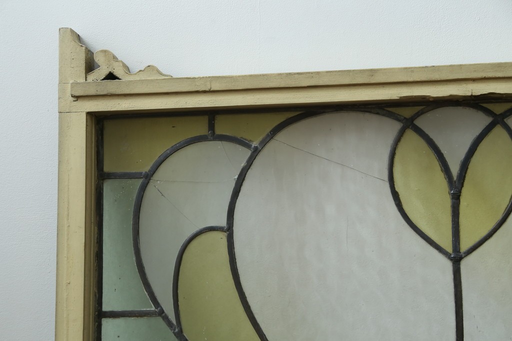 アンティーク建具　希少!!　大正ロマンの趣漂う洋館のステンドグラス入り窓　(R-087483)