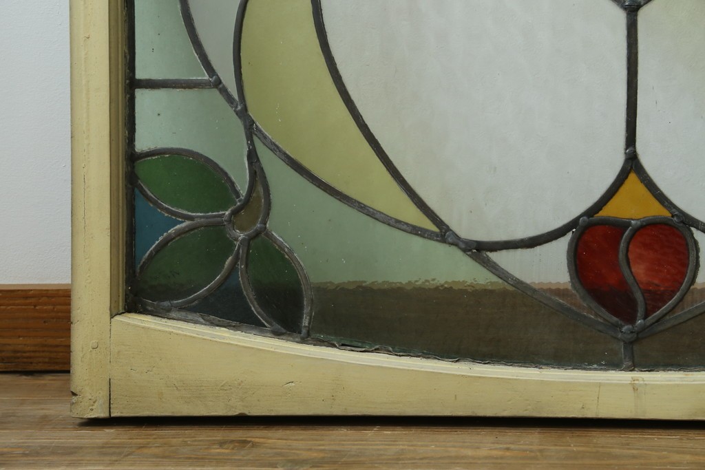 アンティーク建具　希少!!　大正ロマンの趣漂う洋館のステンドグラス入り窓　(R-087483)