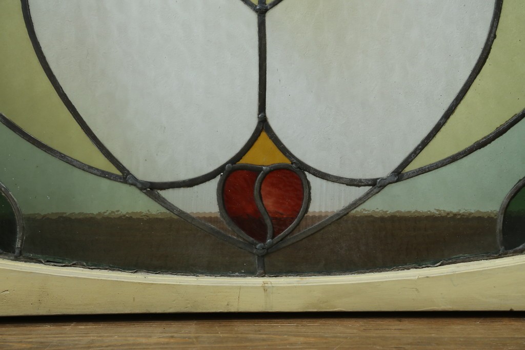 アンティーク建具　希少!!　大正ロマンの趣漂う洋館のステンドグラス入り窓　(R-087483)