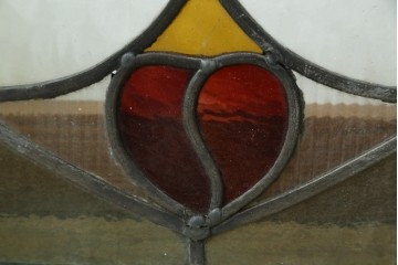 アンティーク建具　希少!!　大正ロマンの趣漂う洋館のステンドグラス入り窓　(R-087483)