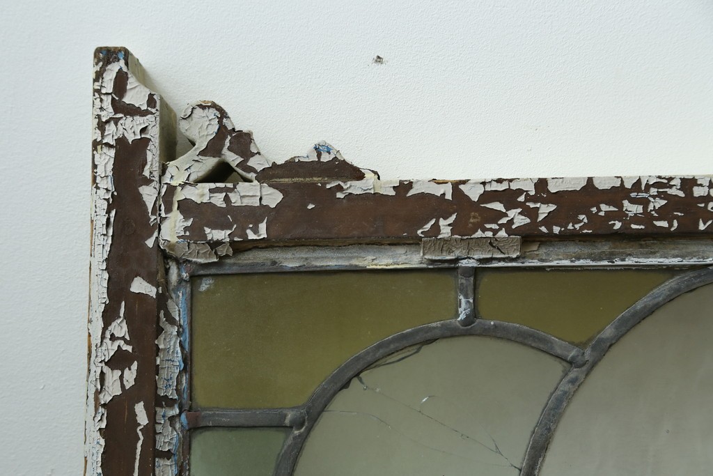 アンティーク建具　希少!!　大正ロマンの趣漂う洋館のステンドグラス入り窓　(R-087483)