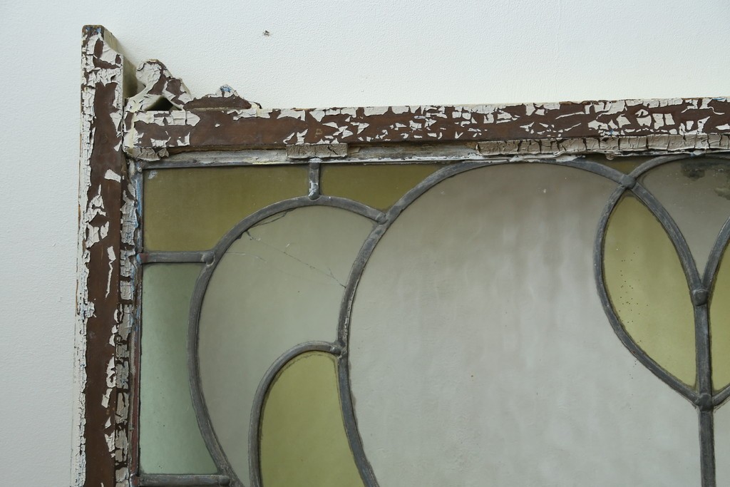 アンティーク建具　希少!!　大正ロマンの趣漂う洋館のステンドグラス入り窓　(R-087483)