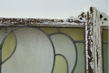 アンティーク建具　希少!!　大正ロマンの趣漂う洋館のステンドグラス入り窓　(R-087483)