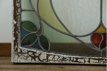 アンティーク建具　希少!!　大正ロマンの趣漂う洋館のステンドグラス入り窓　(R-087483)