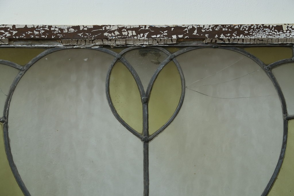 アンティーク建具　希少!!　大正ロマンの趣漂う洋館のステンドグラス入り窓　(R-087483)