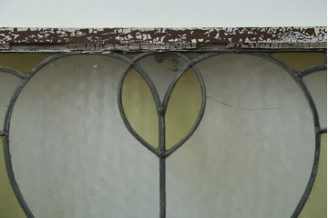 アンティーク建具　希少!!　大正ロマンの趣漂う洋館のステンドグラス入り窓　(R-087483)