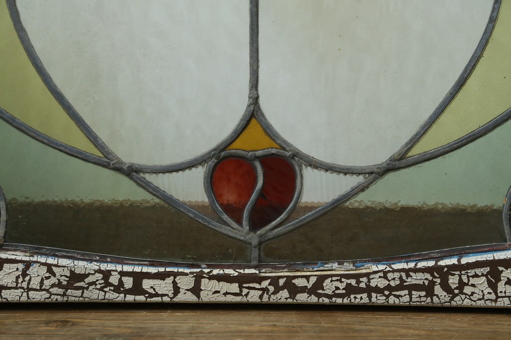 アンティーク建具　希少!!　大正ロマンの趣漂う洋館のステンドグラス入り窓　(R-087483)