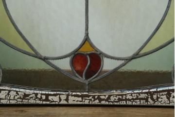 アンティーク建具　希少!!　大正ロマンの趣漂う洋館のステンドグラス入り窓　(R-087483)