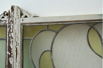 アンティーク建具　希少!!　大正ロマンの趣漂う洋館のステンドグラス入り窓　(R-087483)