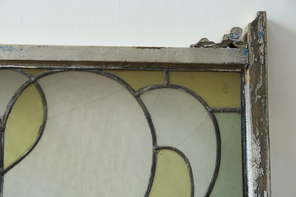 アンティーク建具　希少!!　大正ロマンの趣漂う洋館のステンドグラス入り窓　(R-087483)