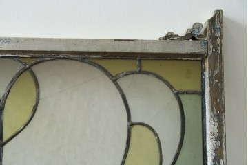 アンティーク建具　希少!!　大正ロマンの趣漂う洋館のステンドグラス入り窓　(R-087483)