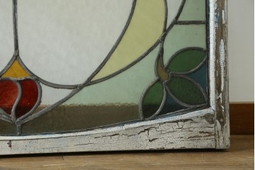 アンティーク建具　希少!!　大正ロマンの趣漂う洋館のステンドグラス入り窓　(R-087483)