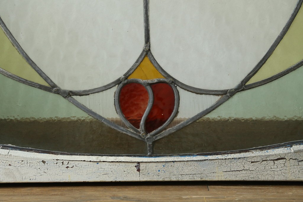 アンティーク建具　希少!!　大正ロマンの趣漂う洋館のステンドグラス入り窓　(R-087483)