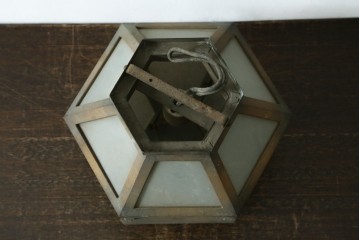 和製アンティーク　花菱文様をあしらった六角形のシーリングライト　(R-087489)