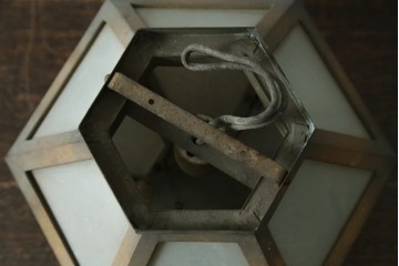 和製アンティーク　花菱文様をあしらった六角形のシーリングライト　(R-087489)