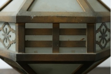 和製アンティーク　花菱文様をあしらった六角形のシーリングライト　(R-087489)