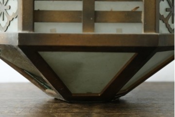 和製アンティーク　花菱文様をあしらった六角形のシーリングライト　(R-087489)