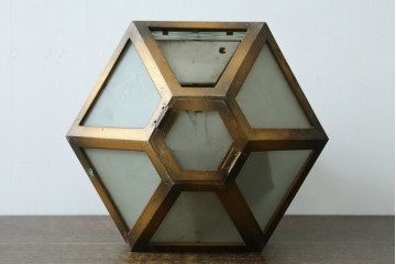 和製アンティーク　花菱文様をあしらった六角形のシーリングライト　(R-087489)