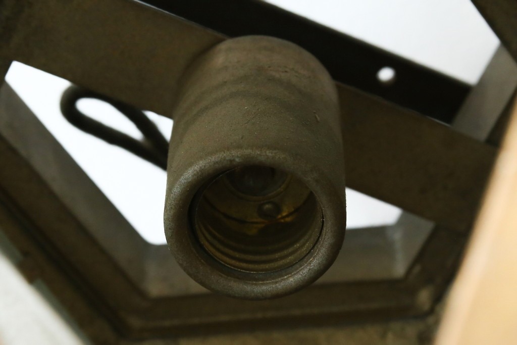 和製アンティーク　花菱文様をあしらった六角形のシーリングライト　(R-087489)