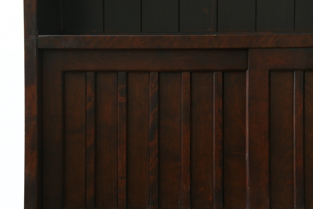 中古　希少な廃番品　北海道民芸家具　格子意匠が印象的な本棚　(R-087491)