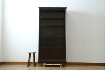 中古　希少な廃番品　北海道民芸家具　格子意匠が印象的な本棚　(R-087492)