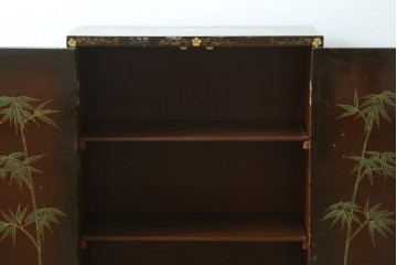 アジアンヴィンテージ　オリエンタル　花鳥文様が美しい収納棚　(R-087494)