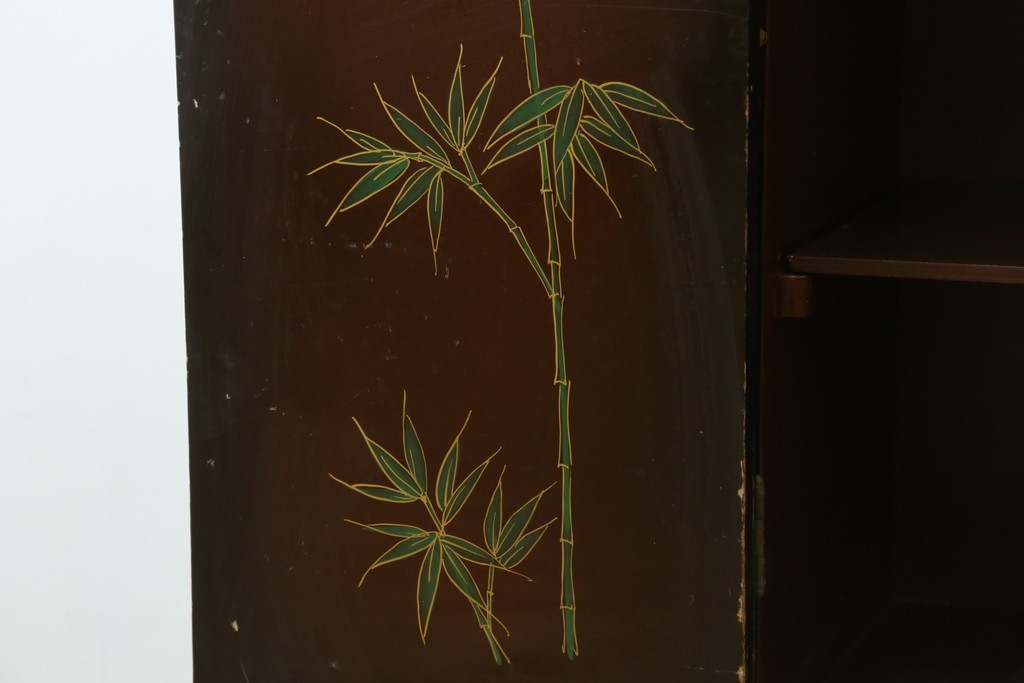 アジアンヴィンテージ　オリエンタル　花鳥文様が美しい収納棚　(R-087494)