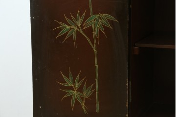 アジアンヴィンテージ　オリエンタル　花鳥文様が美しい収納棚　(R-087494)