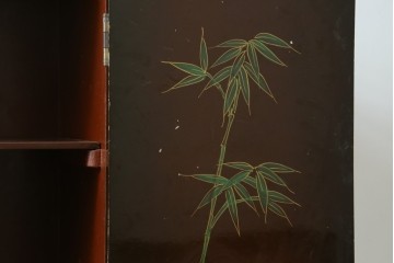 アジアンヴィンテージ　オリエンタル　花鳥文様が美しい収納棚　(R-087494)