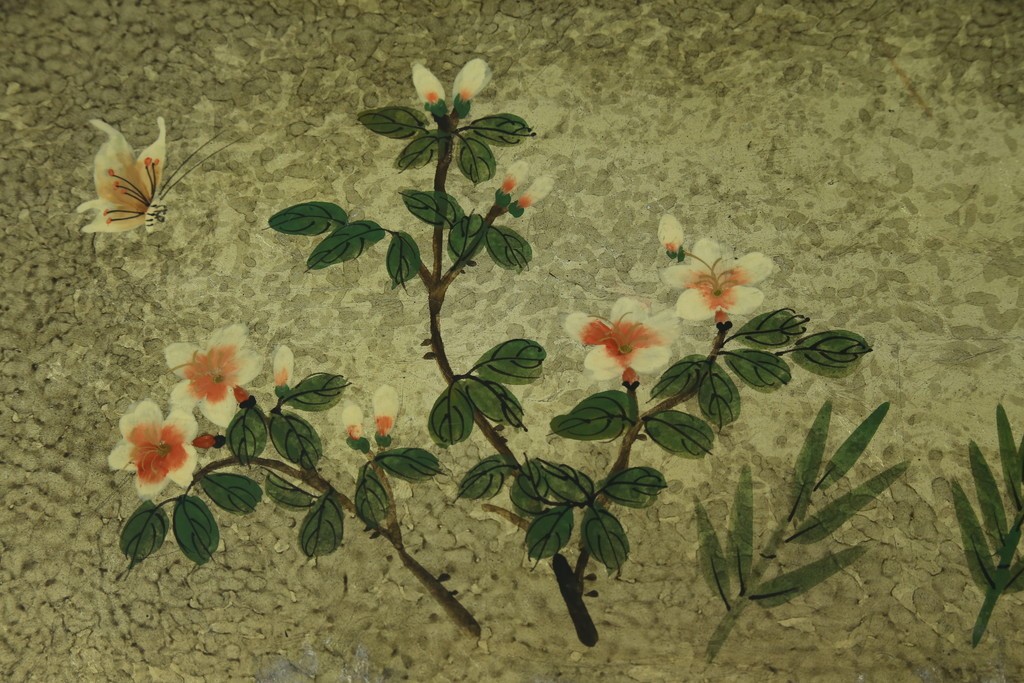 アジアンヴィンテージ　オリエンタル　花鳥文様が美しい収納棚　(R-087494)