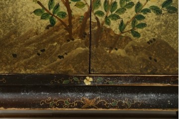 アジアンヴィンテージ　オリエンタル　花鳥文様が美しい収納棚　(R-087494)