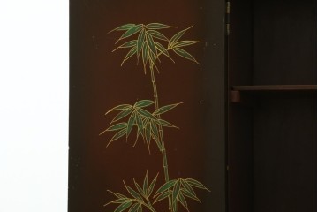 アジアンヴィンテージ　オリエンタル　花鳥文様が美しい収納棚　(R-087494)