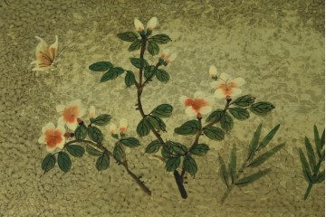 アジアンヴィンテージ　オリエンタル　花鳥文様が美しい収納棚　(R-087494)